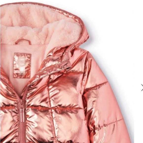 Rose Gold Metallic Bubble Jacket with Hood - Picture 7 of 7
